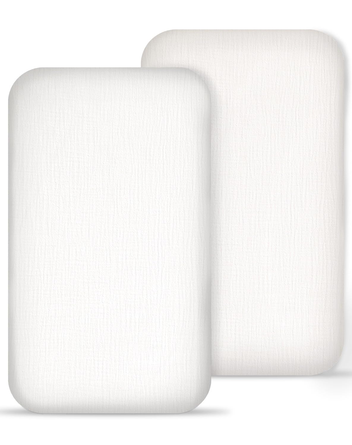 Muslin Bedside Bassinet Sheets 2 Pack, 33" X 20", (White-White)