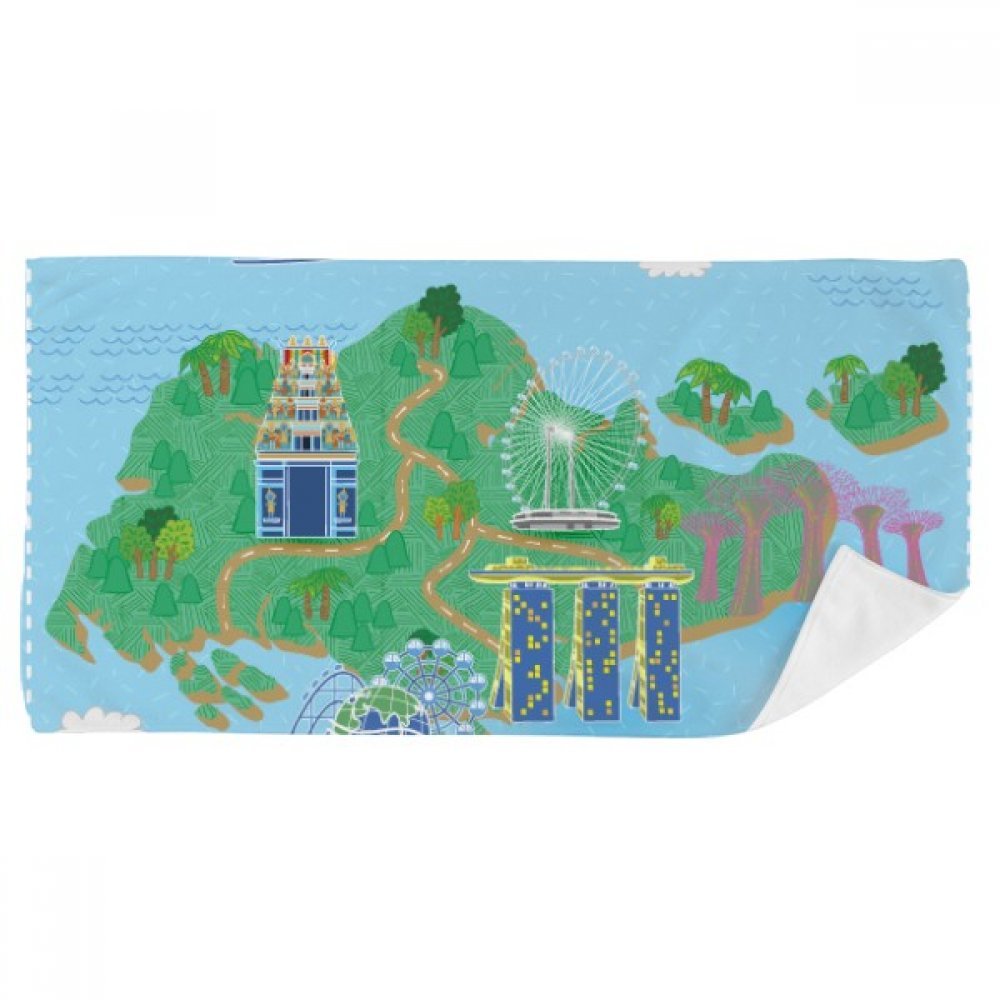 Serviette de bain Singapour Voyage Plan débarbouillette douce 35x70