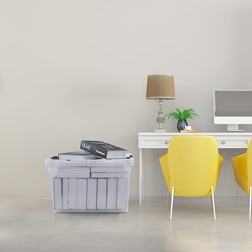 Miniatura 4 de Obstnny Caja de almacenamiento de 34 cuartos con ruedas, paquete de 4 cubos de almacenamiento de plástico, transparente