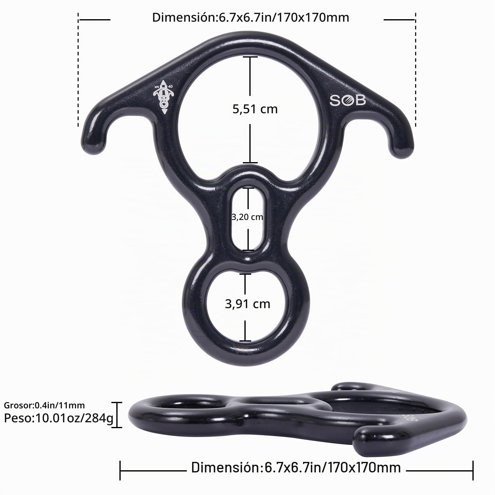 SOB Descensor de Escalada Figura 8 Anillo Aleación de Aluminio de Magnesio para Montañismo Rescate
