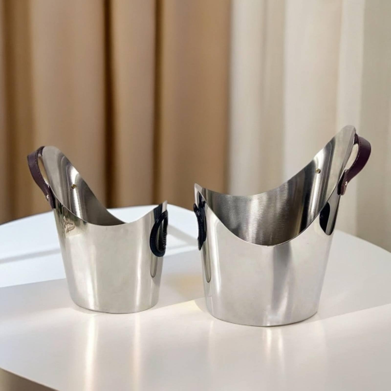 Secchiello Ghiaccio in Acciaio Inox Stile Moderno di Lusso Porta Bottiglia in Acciaio Antiruggine Vaso Decorativo Metallo per Ristoratori, Showroom, Grande 28x15x31cm