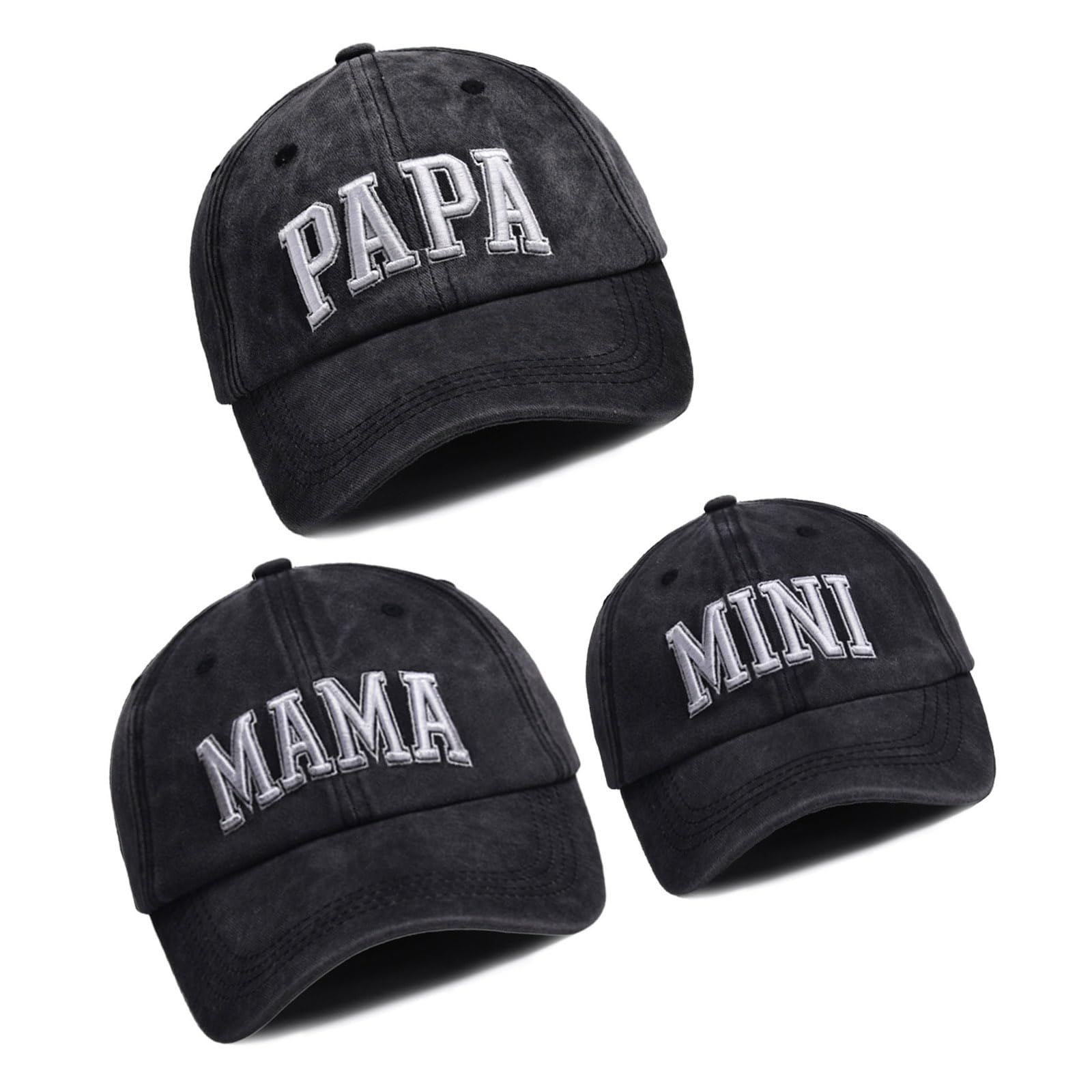 Generisch Set di 3 cappelli coordinati per la famiglia, per papà, mamma, figlio, figlia, traspirante, in cotone e poliestere, abbigliamento casual, per gite in famiglia