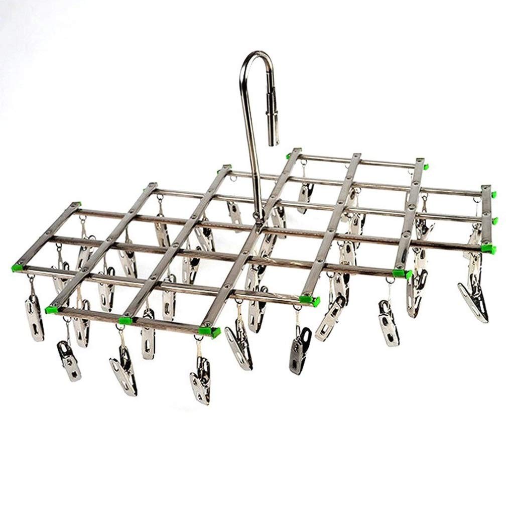 MOBYGKFY Sock Hanger Swivel Clothes Hanger 35 Clips Drying Hook Rack for Underwear Bra Socks Gloves Stainless Steel Windproof Bathroom