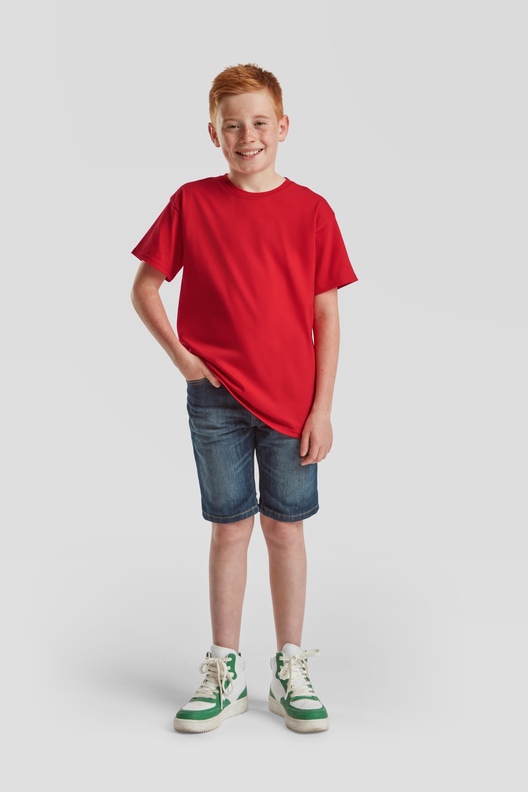 Fruit of the Loom Confezione da 10 pezzi Kids Iconic 195 T | Maglietta per bambini in 100% cotone, vestibilità classica, girocollo + sacchetto in tessuto MyShirt