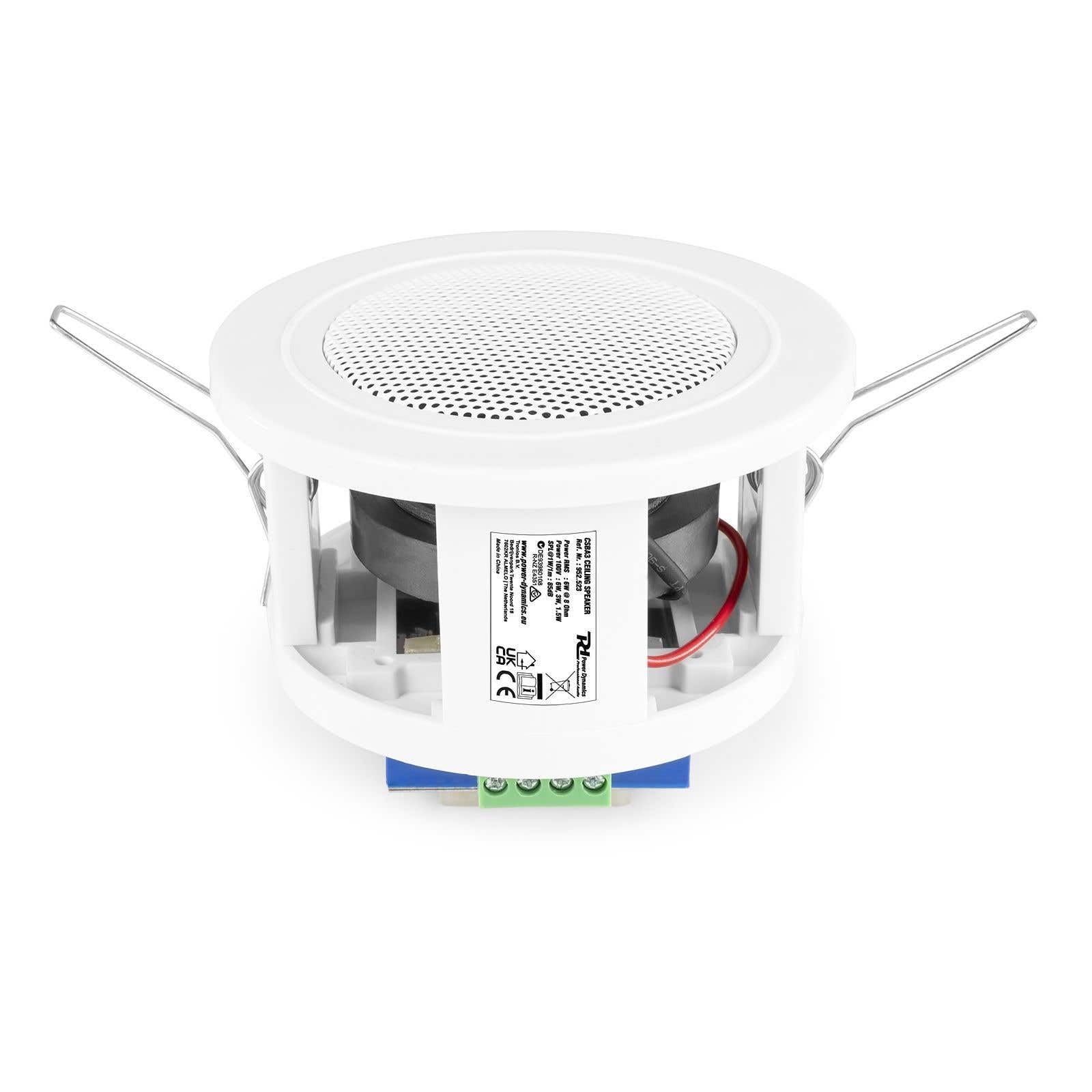 Power Dynamics CSBA3 Enceinte de Plafond 100V 3" Blanc 6 Watts 3 Modes