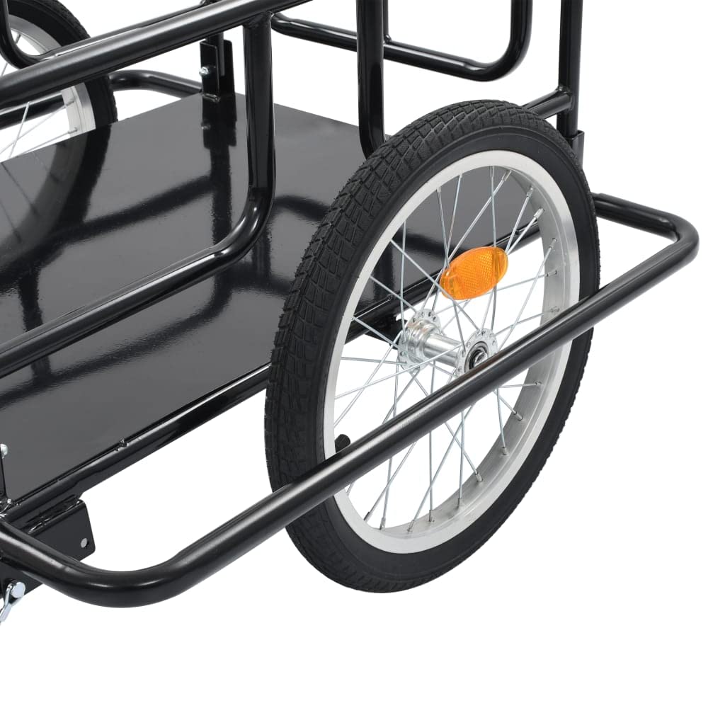 Fahrradanhänger, 50 KG Transportanhänger Lastenanhänger Radanhänger Gepäckwagen Anhänger Handwagen aus Stahl, Schwarz, 130 x 73 x 48,5 cm