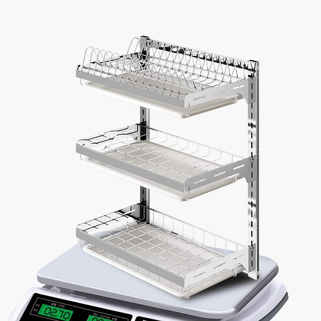 Escurridor de Platos para Fregadero, escurridor de Platos de Pared, escurridor de Acero Inoxidable con Bandeja de Drenaje, escurridor de Almacenamiento(