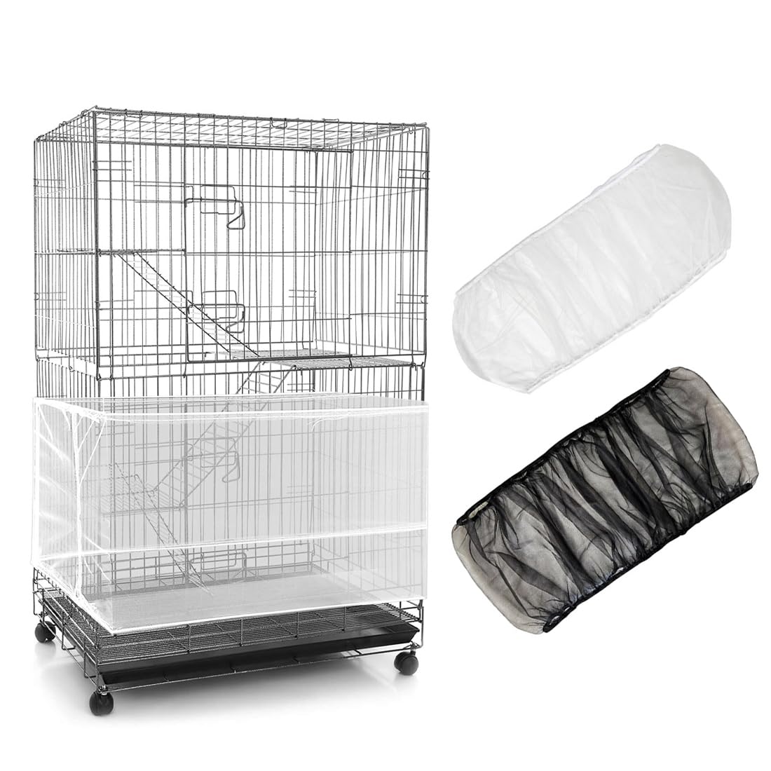 MenYiYDS 2 Pcs Funda para Jaula de pájaros,faldón para Jaula de pájaros,Red para Jaula de pájaros -Expandible,para ventilación de pájaros y Control de Polvo para Loros perímetro Ajustable 88-166cm