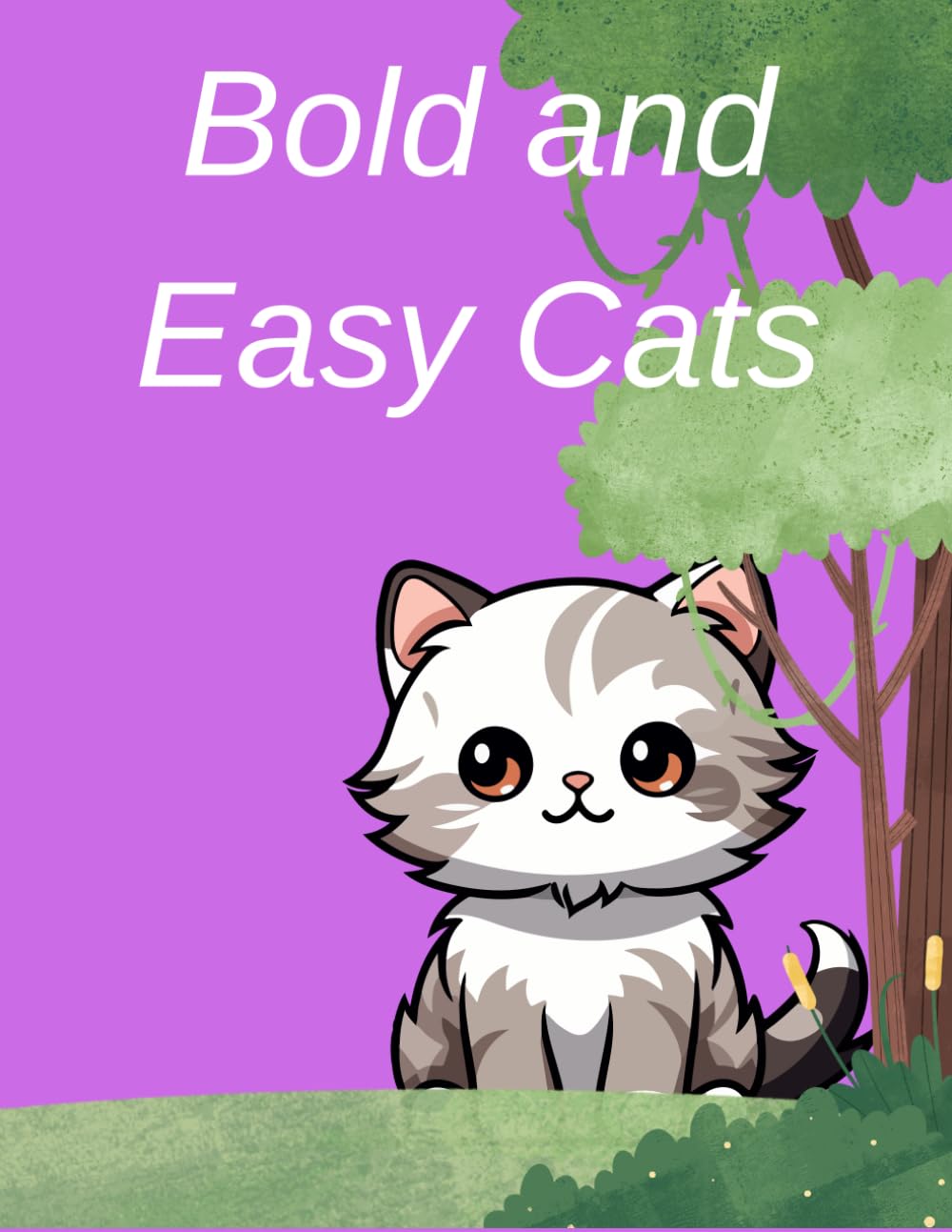 Bold and Easy Cats: Bold and Easy Coloring Book for Kids and Adults, 50 Simple and Cute Cat Coloring Pages