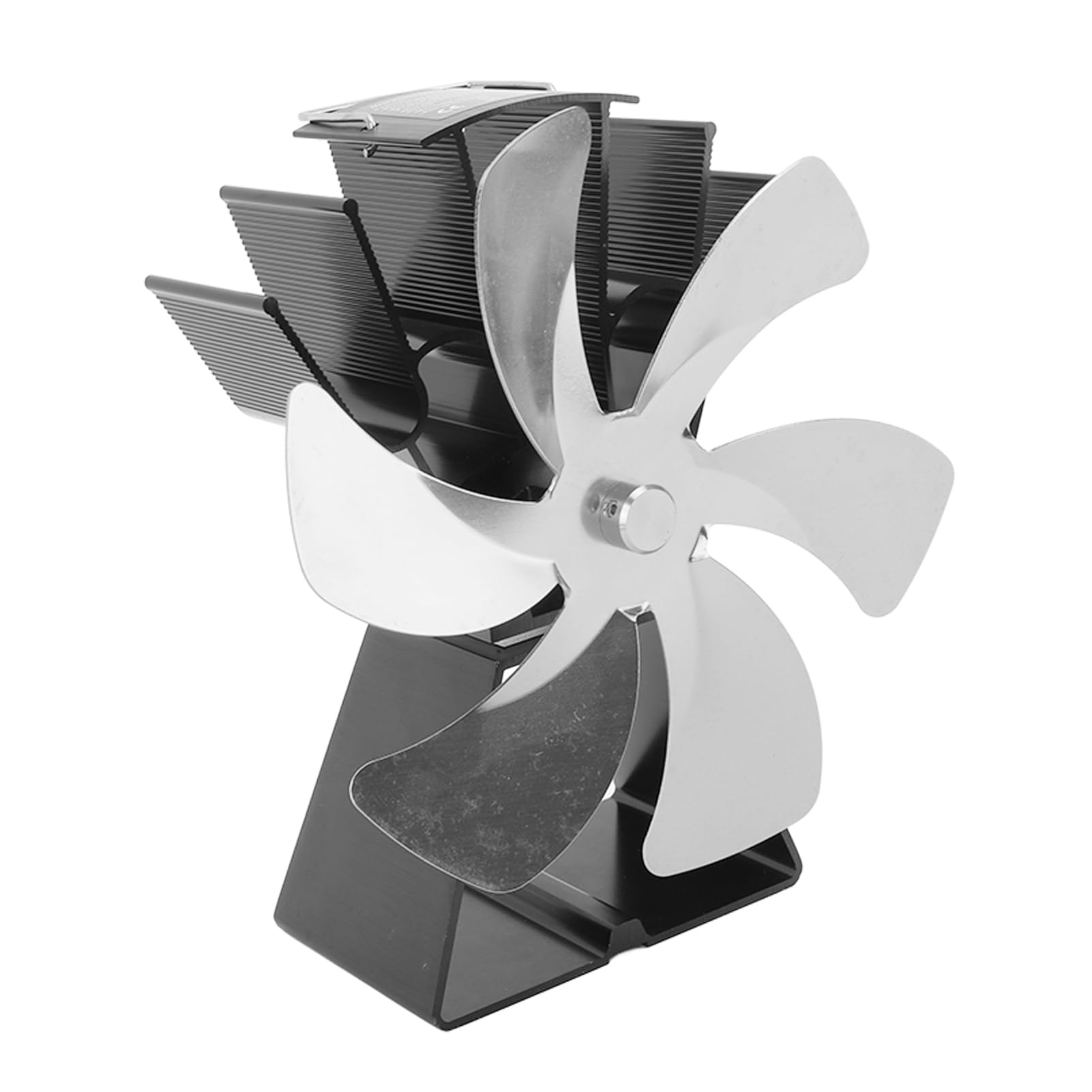 Ventilatore per Stufa Alimentato a Calore, Ventilatore per Stufa a Legna a 6 Pale in Lega di Alluminio, per Camino a Controllo Manuale, Design Unico Azionato Dal per Stufe a Legna (SILVER)