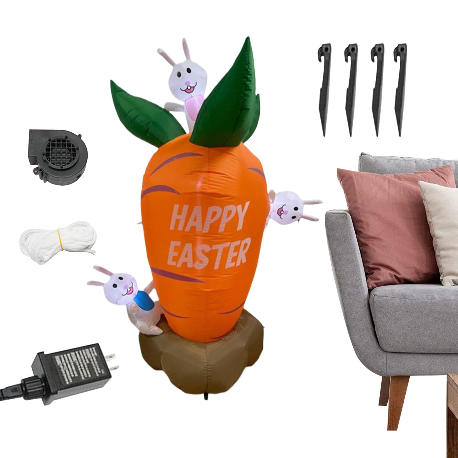 Outdoor Easter Inflatables Oświetlona Ozdoba Świąteczna -Marchewka 183 Cm | Wiosenna Ozdoba Dekoracja Na Trawę I Taras Na Podwórko Przed Domem Ganki Centra Handlowe