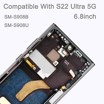 LCD Screen Replacement for Samsung Galaxy S22 Ultra S908U S908A US Version 6.8 Display Assembly LCD Touchscreen Digitizer with Frame Black