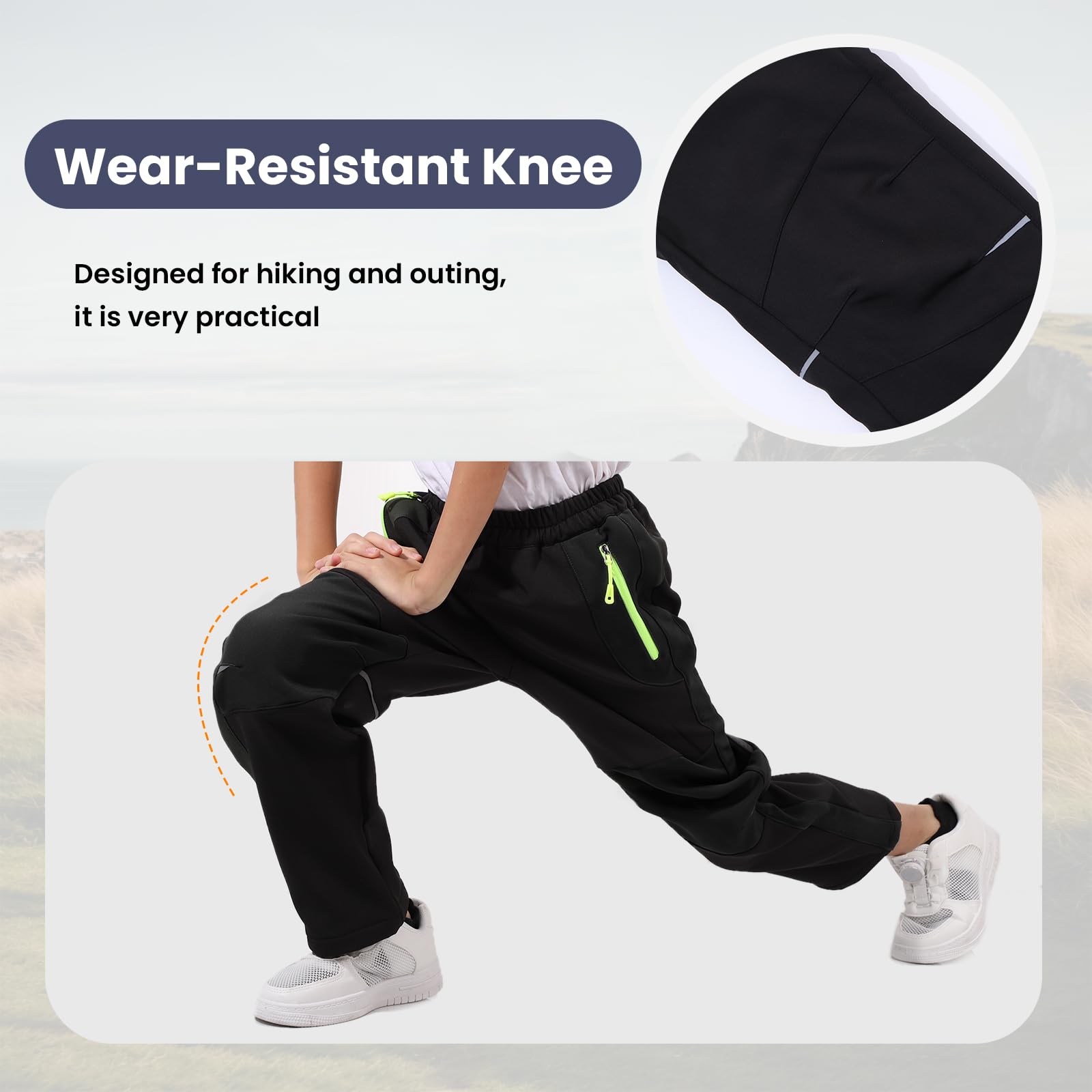 SUKUTU Pantalones Outdoor para niños Pantalones de montañismo con Forro Polar Niñas Niños Gruesos Impermeables Otoño e Invierno