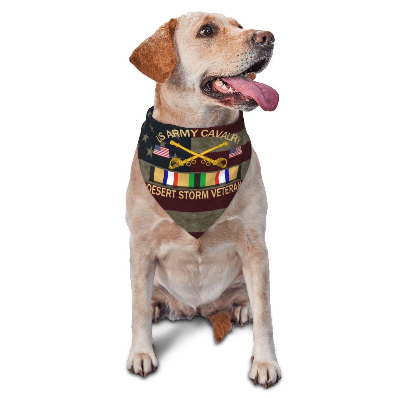 US Army Cavalry Desert Storm Veteran Dog Scarf Pet Bandana Cat Pet Bibs