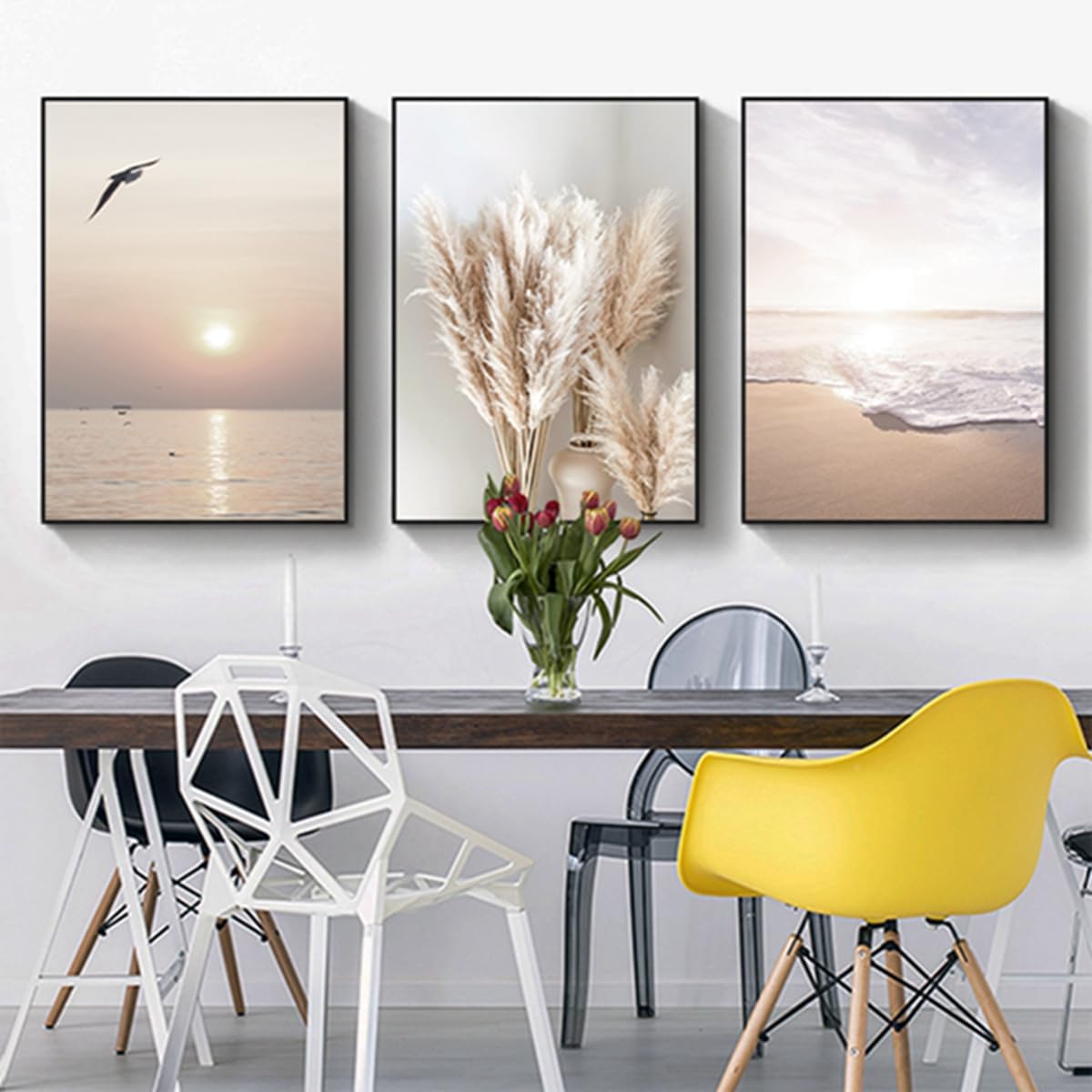 Bohemian Poster Set: Aesthetic Plant Pictures, Modern Abstract Art, Boho Decorative Wall Pictures, 3 Pieces