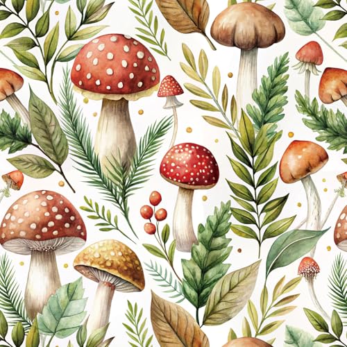 ReWallpaper Mushroom Peel and Stick Wallpaper Removable Watercolor Woodland Botanical Contact Paper...
