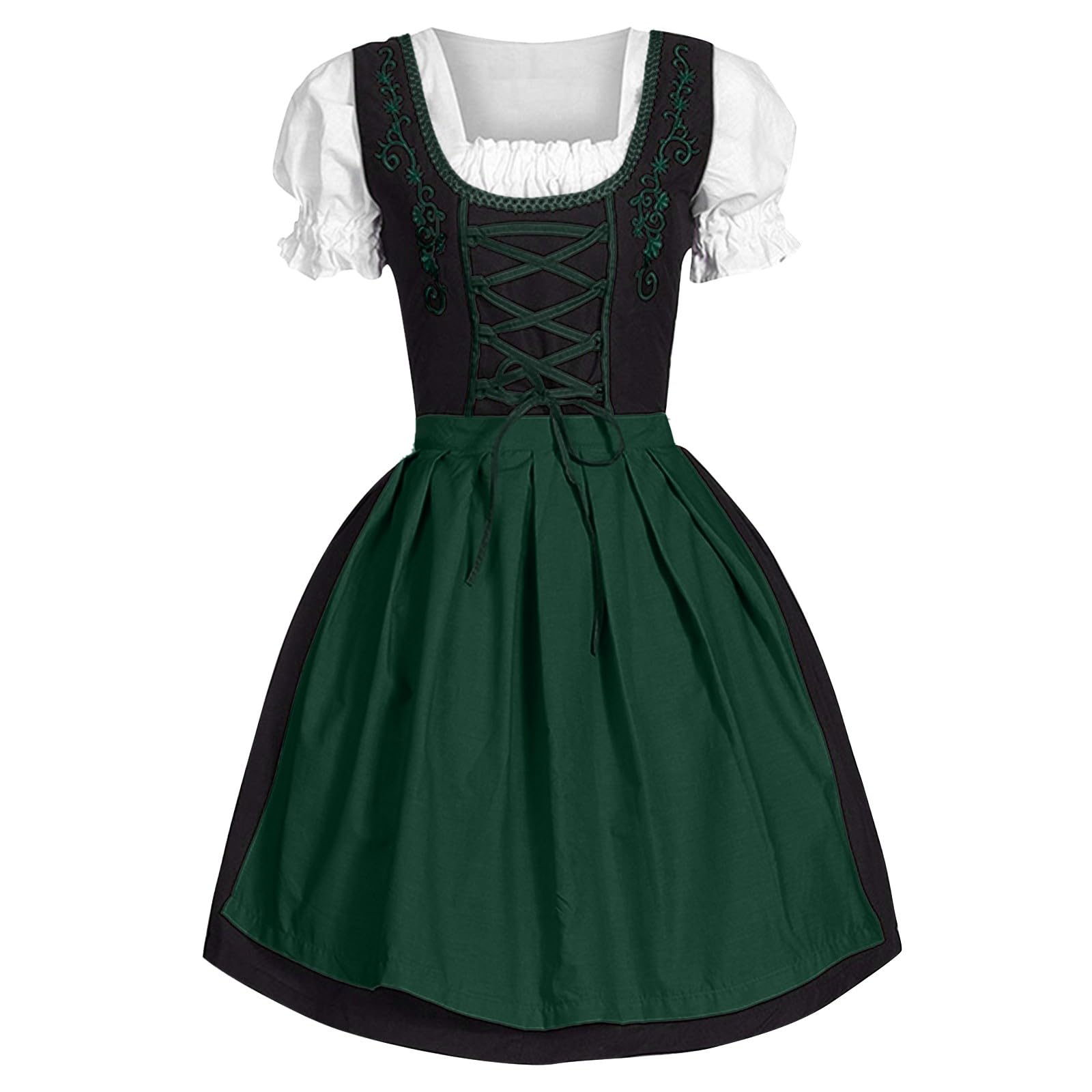 Women Dirndl Dress Oktoberfest Costume German Dirndl Dress 3 Pieces Plaid dirndldress with Apron Fancy Midi Skirt Oktoberfest Outfit Bavarian Costumes for Bavarian Beer Carnival Party