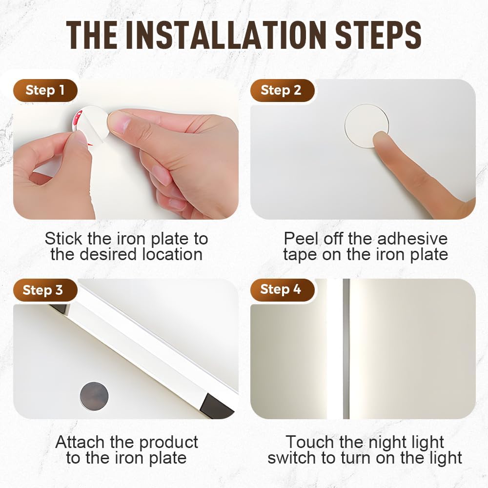 Punch-Free Smart Sensor Magnetic Rechargeable LED Lights, 2026 Upgraded Lntelligent Motion Sensor Light Strip, 3 Colors-Dimmable, Under Cabinet Lighting Wireless (4, Warm Light, 30cm/11.8in)