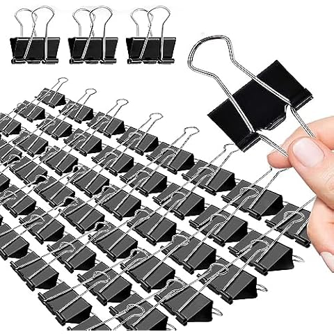 Black Binder Clips, 72 Pack, Standard 41mm, 1.6 Inch, Large Clips, Capacity 0.66 Inch, Binder Clips Large Size, Large Paper Clips, Office Clips, Great Binder Clips Cover