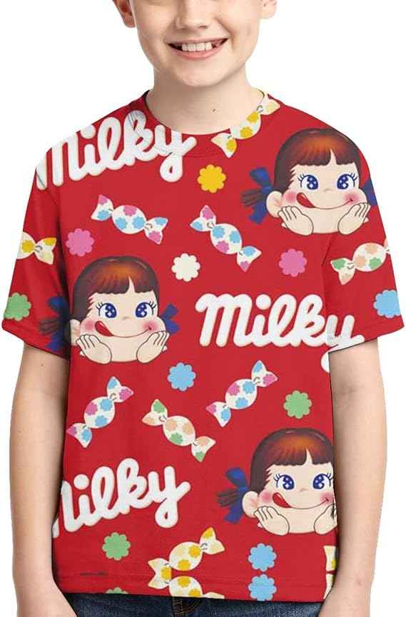 Amazon Co Jp ペコちゃん 2 春夏 青少年 Tシャツ 男の子 女の子 半袖 シンプル 漫画プリントトップス 子供服 丸い襟 柔らかい 3d カジュアル 半袖 男の子 女の子 スリムフィット ティーシャツ ファッション