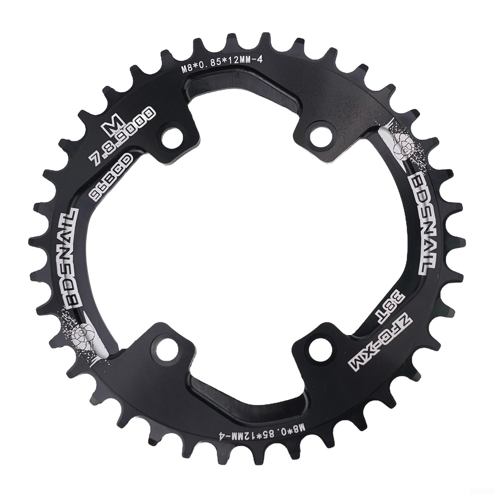 96BCD Bicycle Chainring by SNAIL, Available Models 32T 34T 36T 38T, Lightweight 7075 Aluminum Alloy Circular Disc (38T Black)