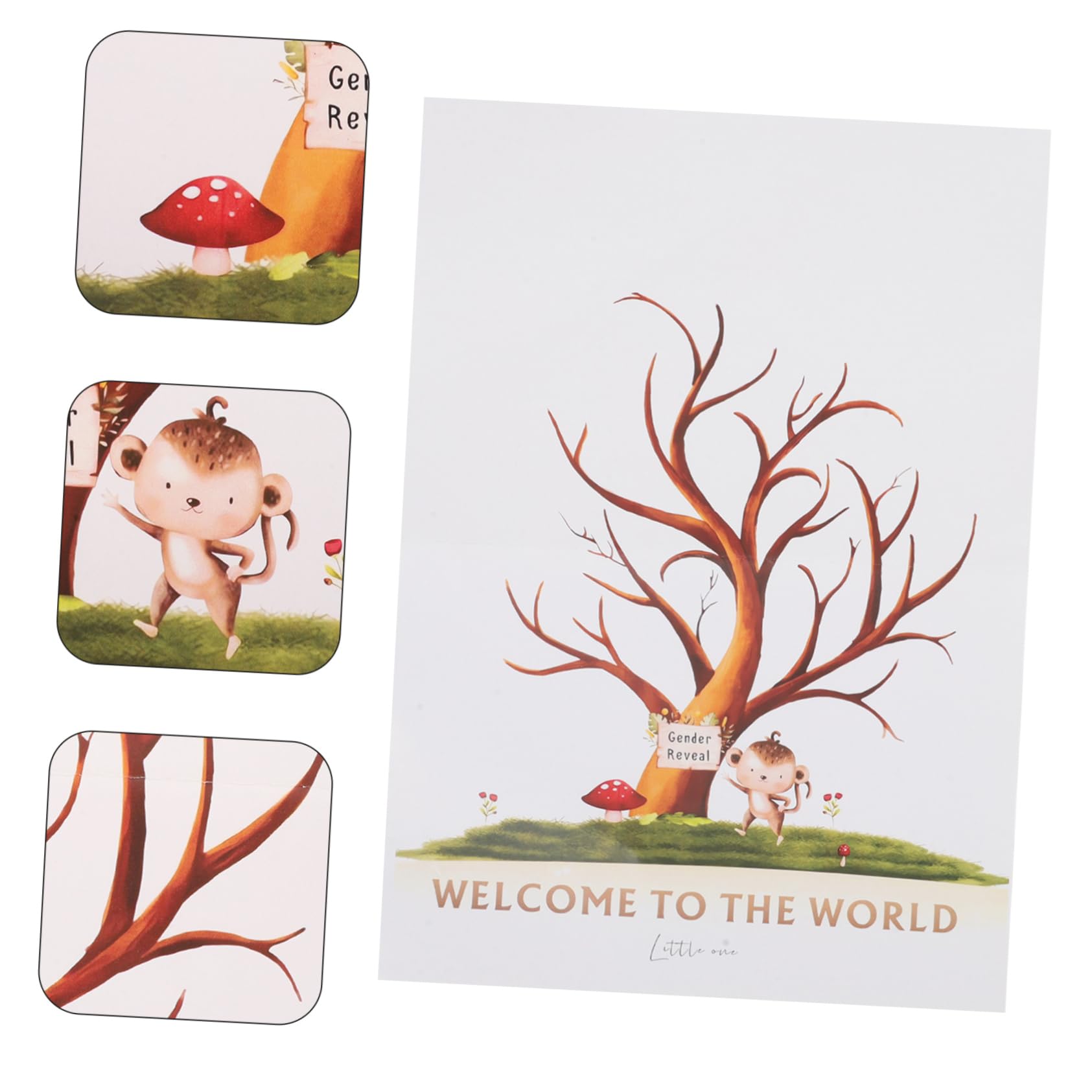 Sewroro 5sätze Fingerprint Baum Gästebuch Für Gender Reveal Party Einzigartige Fingerabdruck-Design Mit Poster Stempelkissen Klebepunkt Für Babyparty Und Erinnerungen