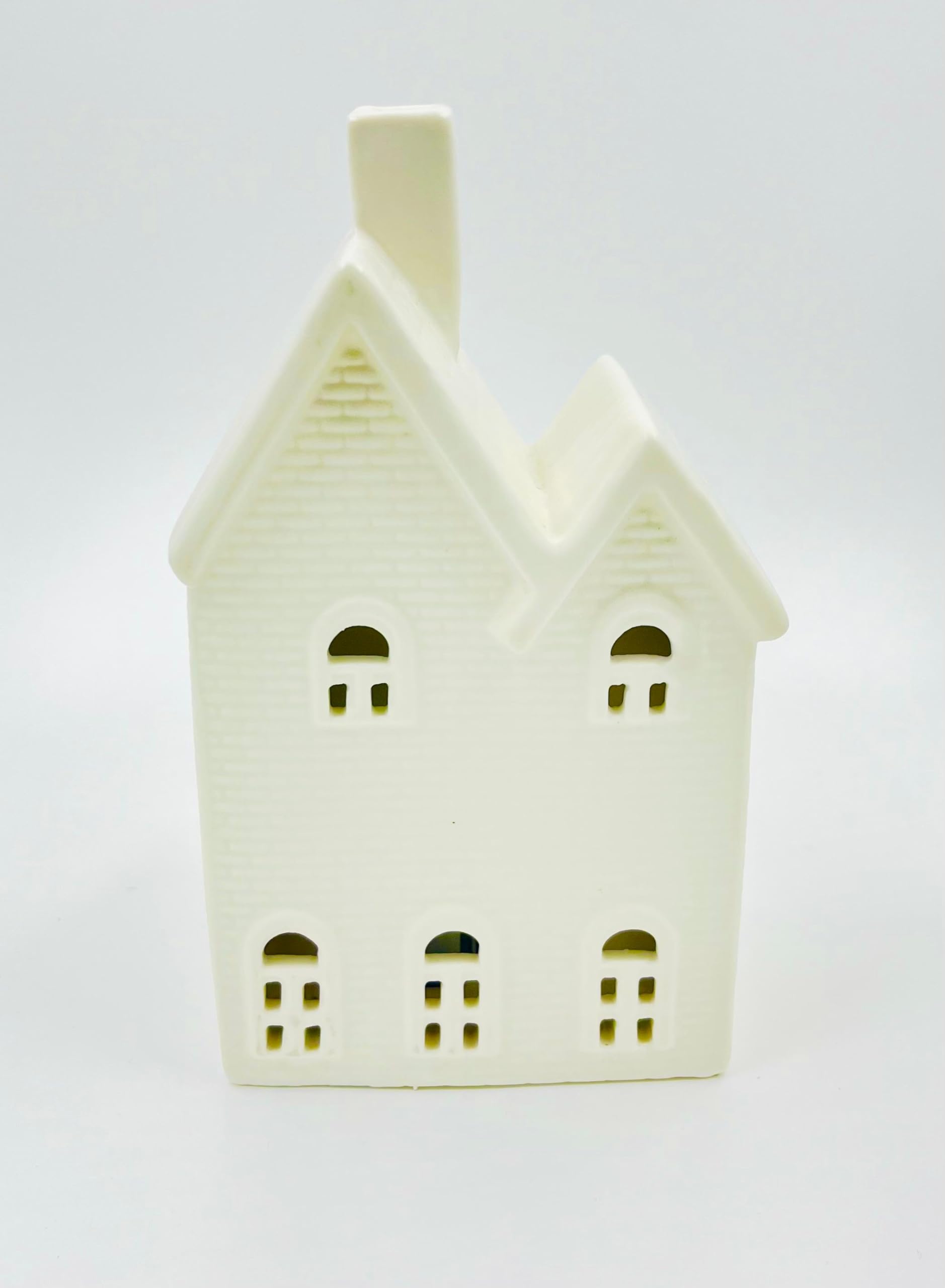 Ceramic House with Light, Height 15.5cm Width 9cm,White Decorative Ceramic House, Window Design, Matte White, Modern Design Home Decor - Image 4 thumbnail