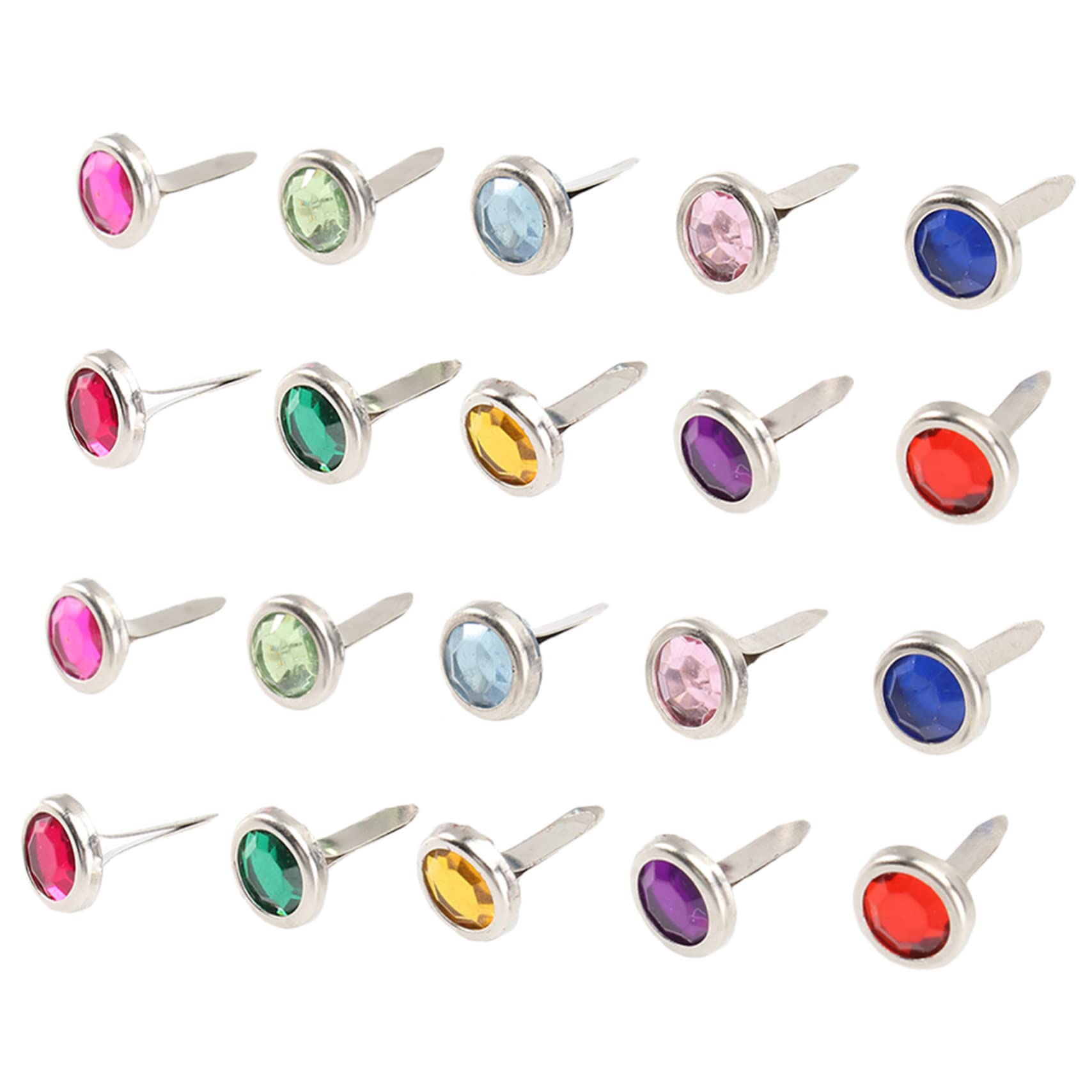 SHINEOFI DIY Material Acrylic Two-Legged Nails Round Brads Fasteners Paper Fasteners for Crafts Scrapbooking Easy Install (8x15mm Colorful) Random Color