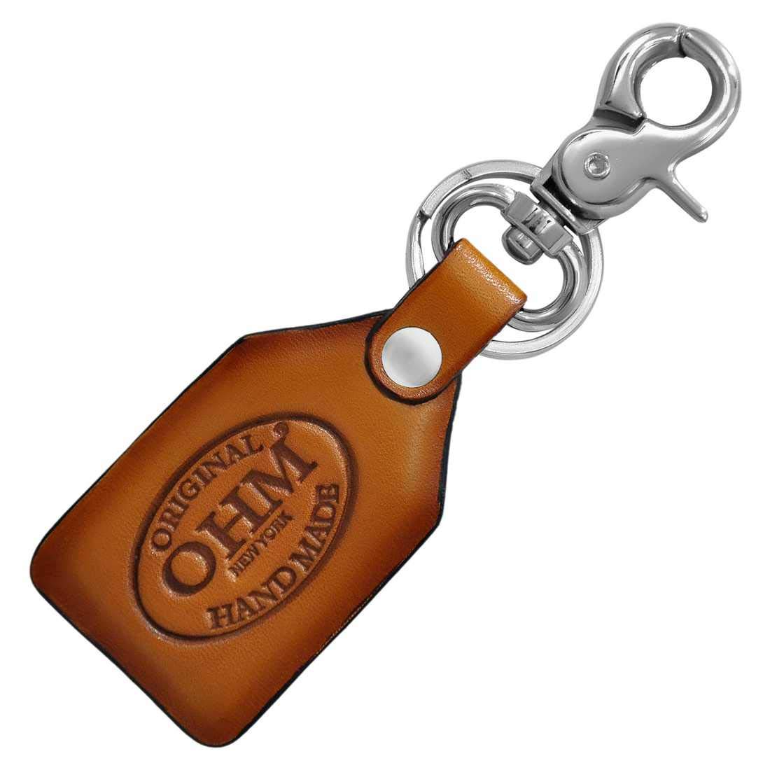 OHM New York® Two Tone Tan Color Leather Key chain for Men Stylish or Girls Key Ring Heavy Metal Hook Key chain Holder for Bikes Car Key rings & for Gift (Tan Color)