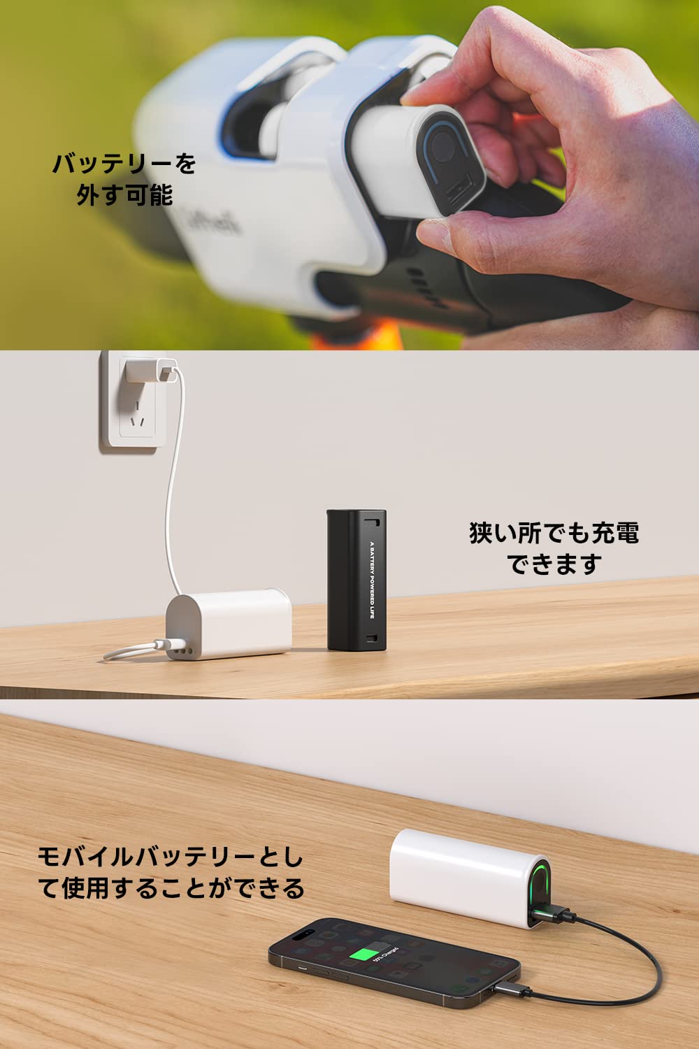 Amazon | Litheli コードレス 充電式 高圧洗浄機 モバイルバッテリー 