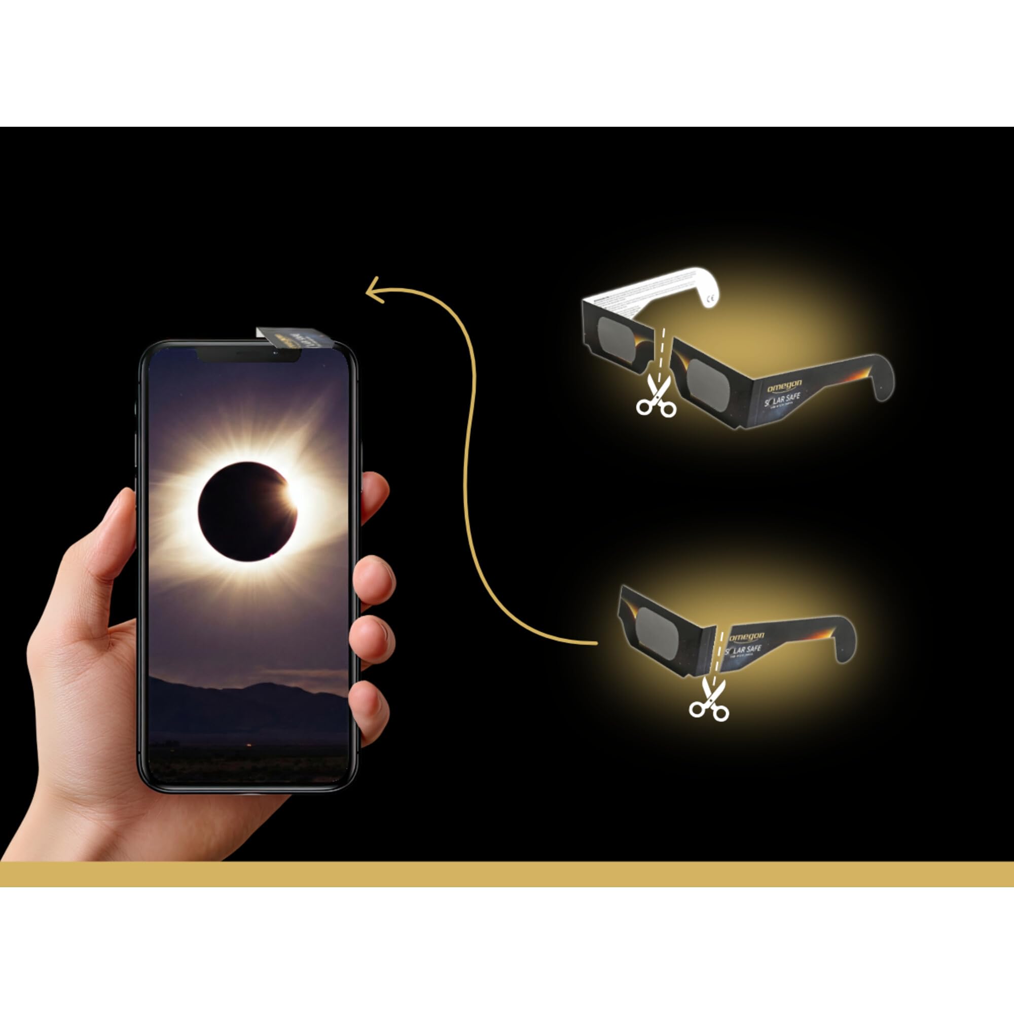 Occhiali per eclissi Omegon Solar Safe | Osservazione Sicura | Conformi ISO 12312-2 | Lenti in Polimero Antigraffio | Made in USA | Per l'Eclissi Solare 2026
