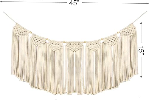 Miniatura 4 de POFEIKTS Cortina bohemia con cenefa para Kichensala de estar, cenefa de ventana de 45 x 15 pulgadas con borlas, cenefa de macramé, decoración para