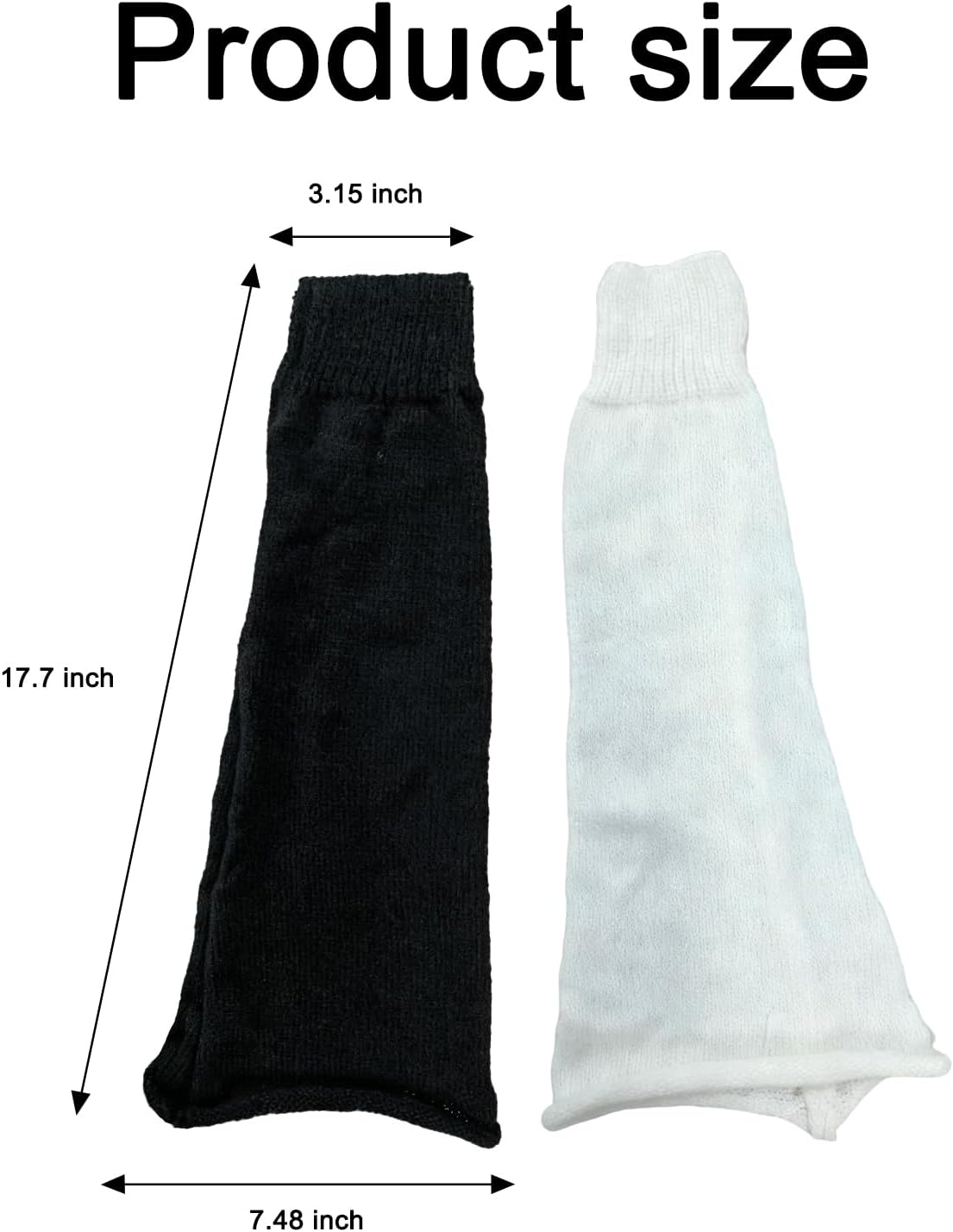 2 Pairs of Cute Knitted Leg Warmers, 80s Y2K Harajuku Knee High Leg Socks Preppy Ribbed Knit Stockings Gothic Clothes for Girls (Black, White)