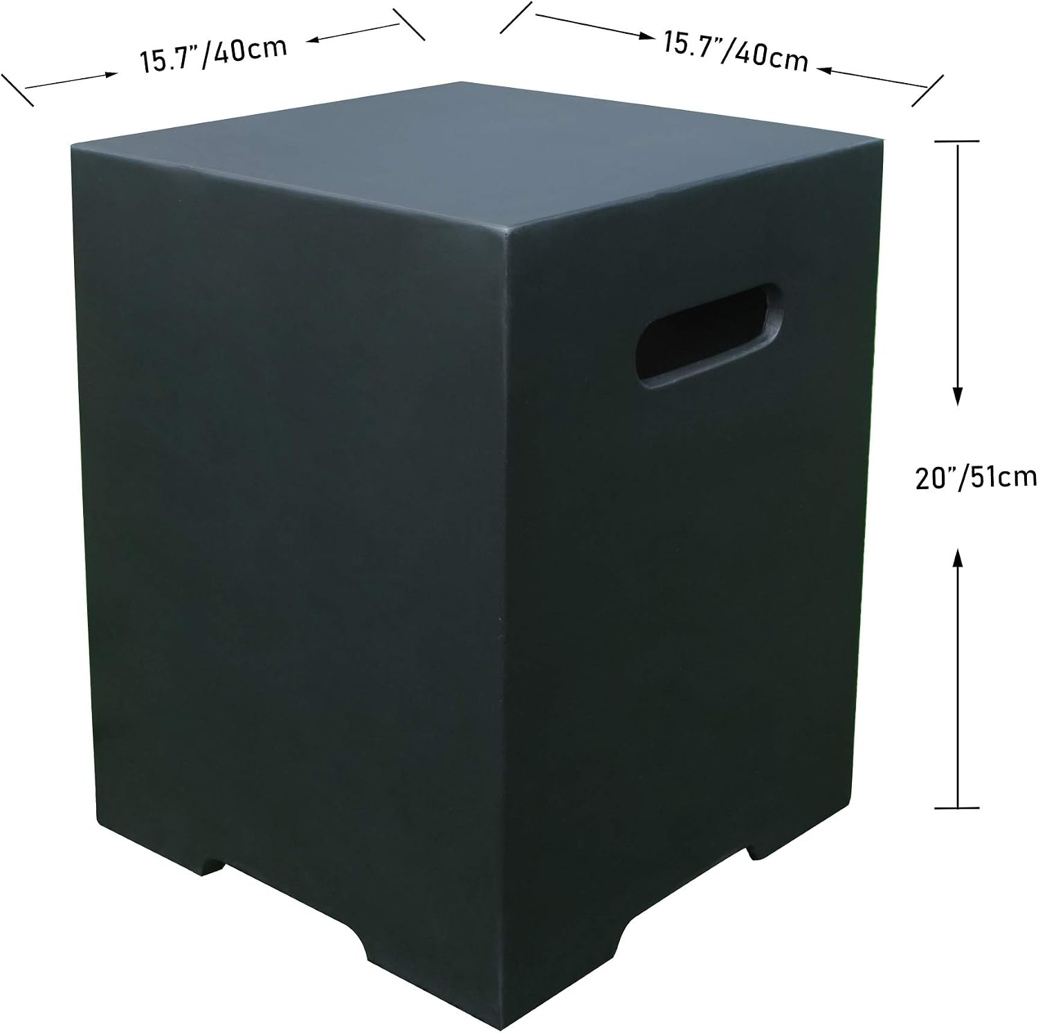 Elementi Propane Tank Cover Square for Outdoor Firepit, Backyard Hideaway Side Table, Security Hold 20lbs Tank (Black)