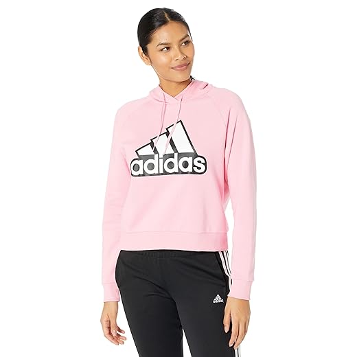 adidas Women's Essentials Logo Relaxed Fit Hoodie, Light Pink/White, Large