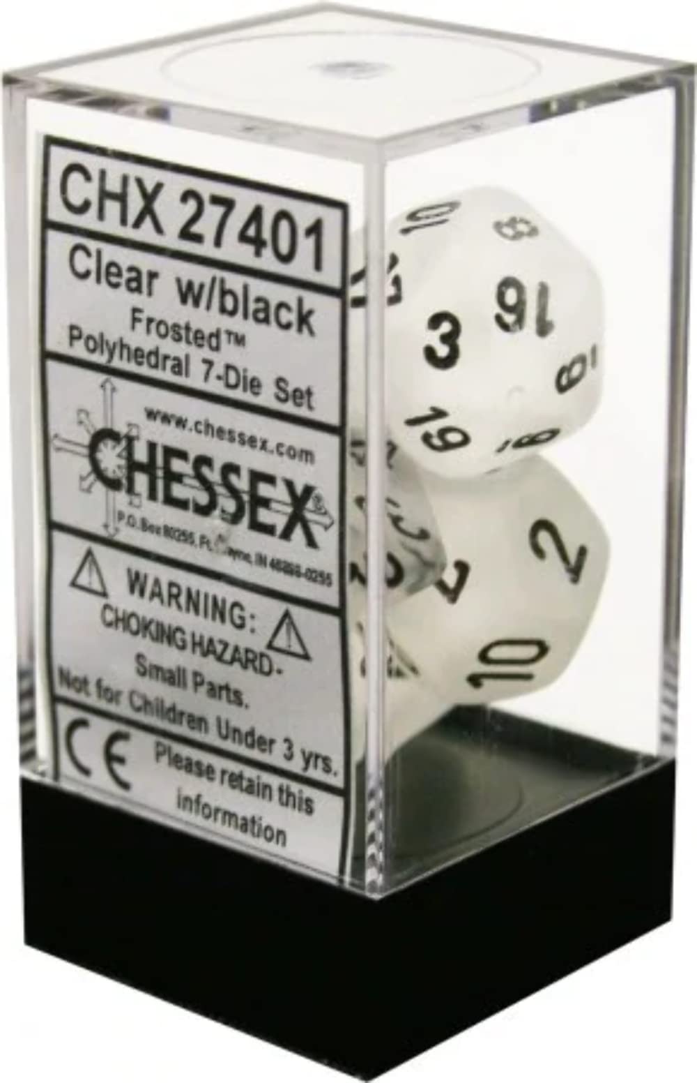 Amazon.com: Chessex CHX27401 Dice-Frosted Clear/Black Set : Toys