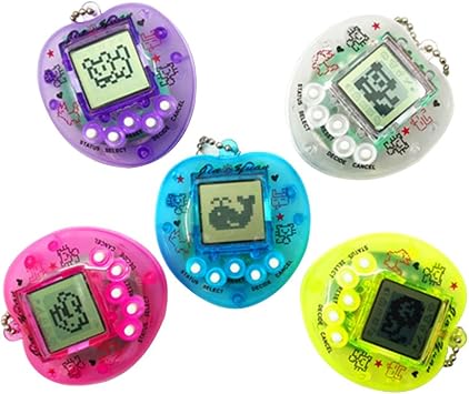 Electronic Pet Game Machine Transparent Peach Heart Virtual Pet Puzzle Game Keychain Birthday Gift for Kids Electronic Pet Game Handheld Electronic Pet Game Virtual Electronic Pet Game Littlest