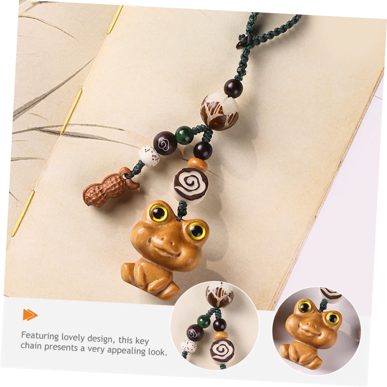 SOIMISS 5pezzi Portachiavi Legno Forma Di Animale Charm Decorativo Per Borsa e Zaino Portachiavi Legno Di Sandalo Con Simpatico Design Di Rana Per Donne e Appassionati Di Accessori Unici