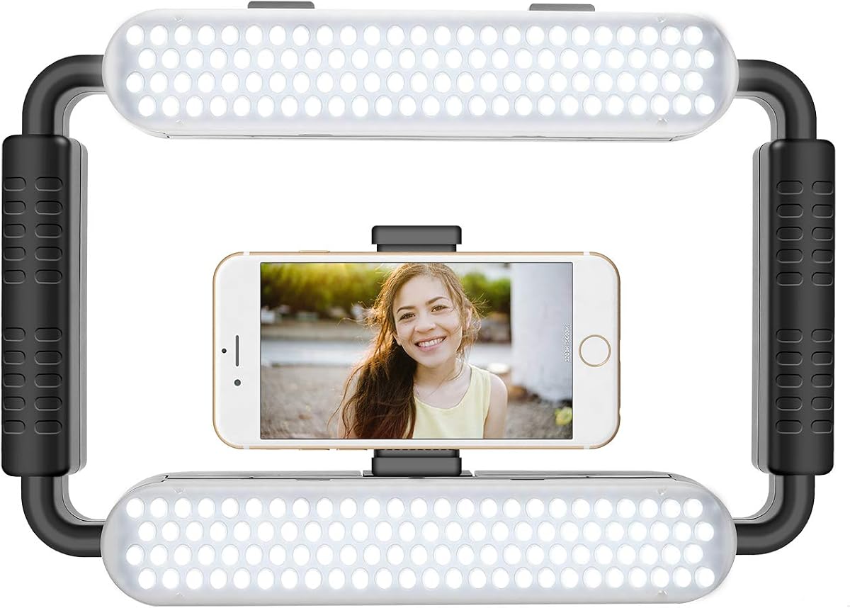 Anillo de luz LED 5600K Luz para selfies, plataforma de video para teléfono inteligente y estabilizador de video para cámara, teléfono inteligente, maquillaje, configuración de YouTube, toma de autorretrato con Bluetooth