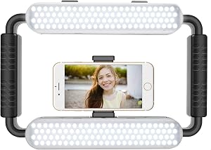 GVM Anneau lumineux LED 5600K, Lumière selfie, Rig vidéo pour smartphone et stabilisateur vidéo pour caméra, smartphone, maquillage, configuration YouTube, autoportrait avec Bluetooth