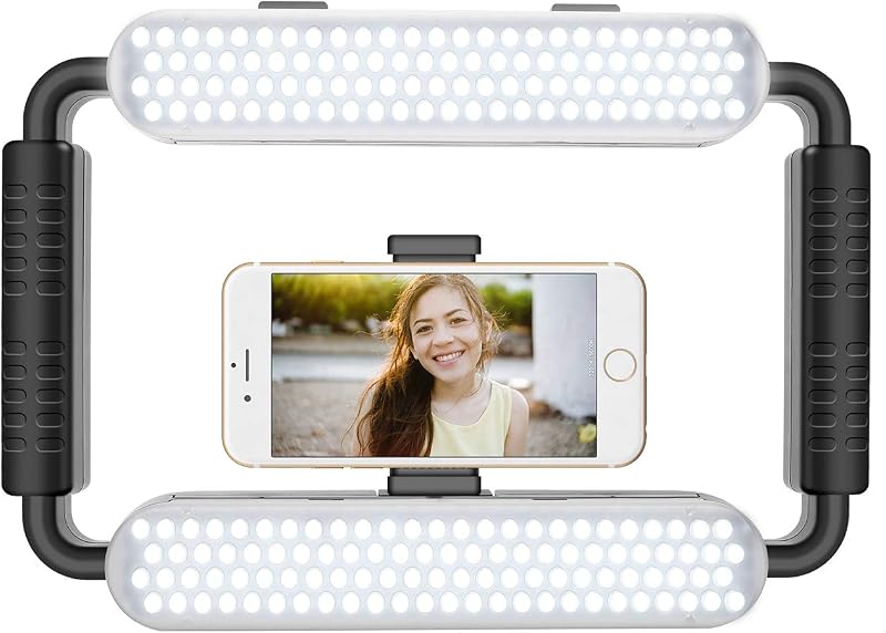 Anillo de luz LED 5600K Luz para selfies, plataforma de video para teléfono inteligente y estabilizador de video para cámara, teléfono inteligente, maquillaje, configuración de YouTube, toma de autorretrato con Bluetooth