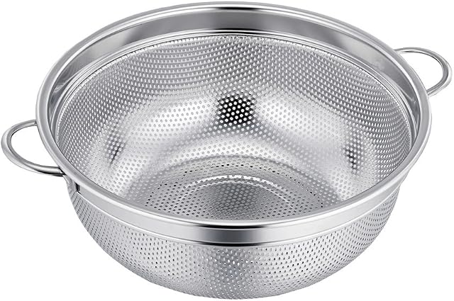 Stainless Steel Colander, Micro-Perforated Metal Colander with Handle, 20cm Colander Strainer for Food Fruit Vegetable Pasta - Dishwasher Safe