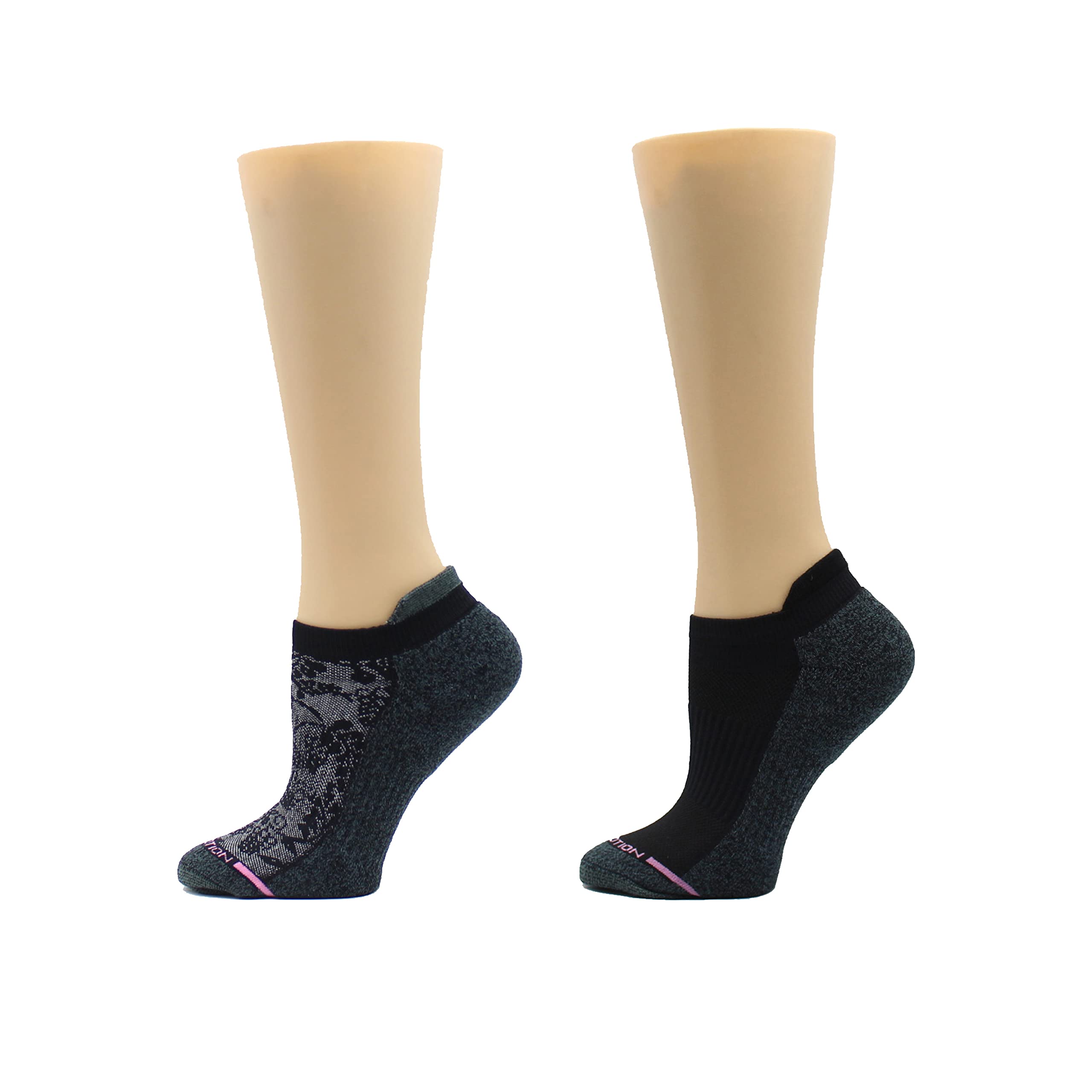 Dr. Motion Womens Ankle Socks 2 Pack, Low Cut Cushioned Compression Running Socks for Women, Arch Support, Seamless Toe