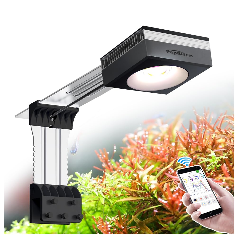 PopBloom LED-Beleuchtung für bepflanzte Aquarien, 90 W Vollspektrum-RGB-LED-Wachstumsleuchte für Aquarium, Aquarienbeleuchtung mit Halterung für den Anbau anspruchsvollster Wasserpflanzen