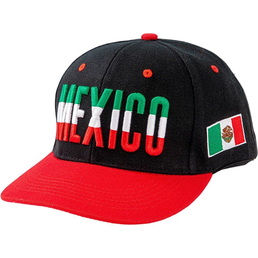 Uzztfa Men's Black+Red Mexico Flag Hat For Wo, Mexico Flag Baseball Cap Mexican Baseball Cap Adjustable Hip Hop Hat Outdoor Golf Hat
