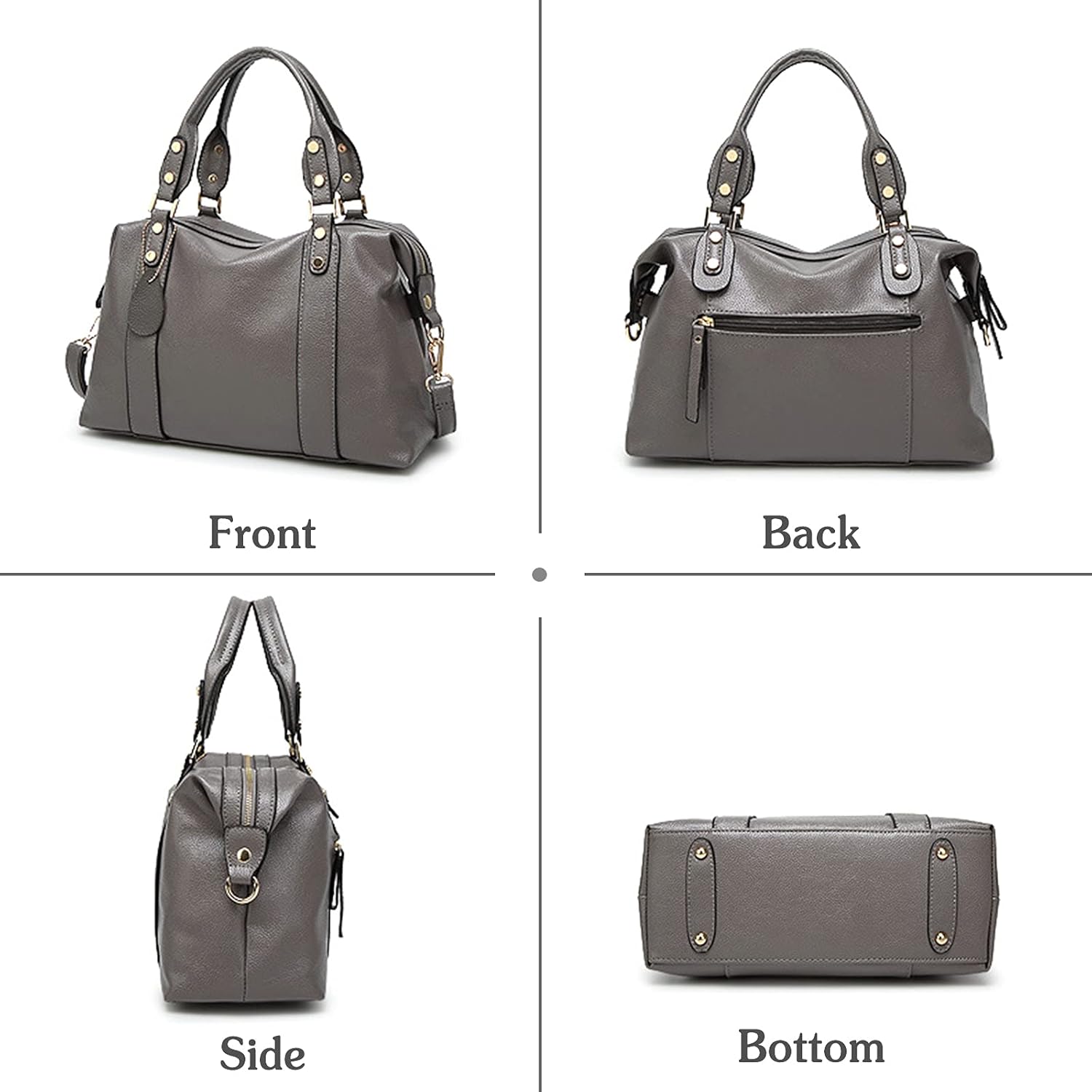 PORRASSO Elegant Ladies Shoulder Crossbody Top-Handle Work Travel Dating Boston Bag - Red, Waterproof PU Leather - Image 7