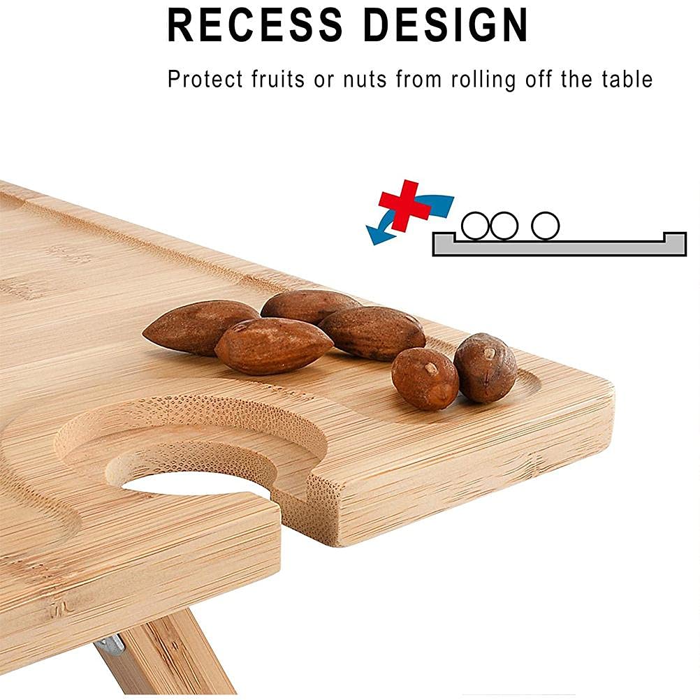 Table de pique-nique, table de pique-nique, table de pique-nique pliante portable et plateau à fromage avec arrangement alimentaire stable en bois massif pour les concerts au parc