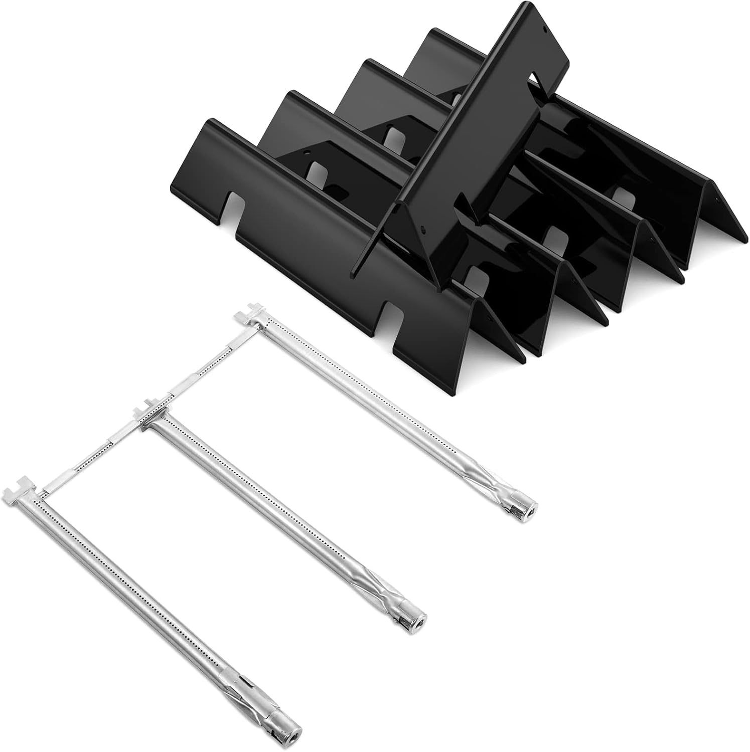 X Home Grill Replacement Parts for Weber GS4 Spirit II 300 Series, Spirit II E-310 (Front-Mounted Control), Porcelain-enameled 7636 Flavorizer Bars and Stainless Steel 69787 Burner Tubes Set For Weber Spirit II E310