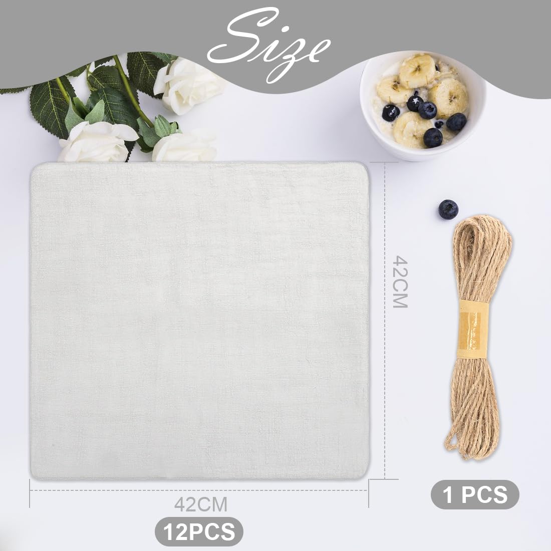 RANJIMA Tovaglioli Oversize in Cotone 100%, 45 x 45 cm (18" x 18") Tovaglioli di Stoffa Grandi Riutilizzabili per Natale Compleanni Matrimoni Decorazioni da Tavolo,Grigio Chiaro