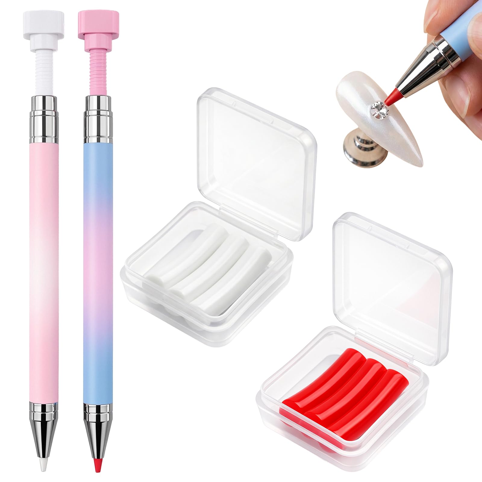 View 1 of 2-Pack Diamond Art Pen Kit, Refillable Wax Pens 6 Wax Refills